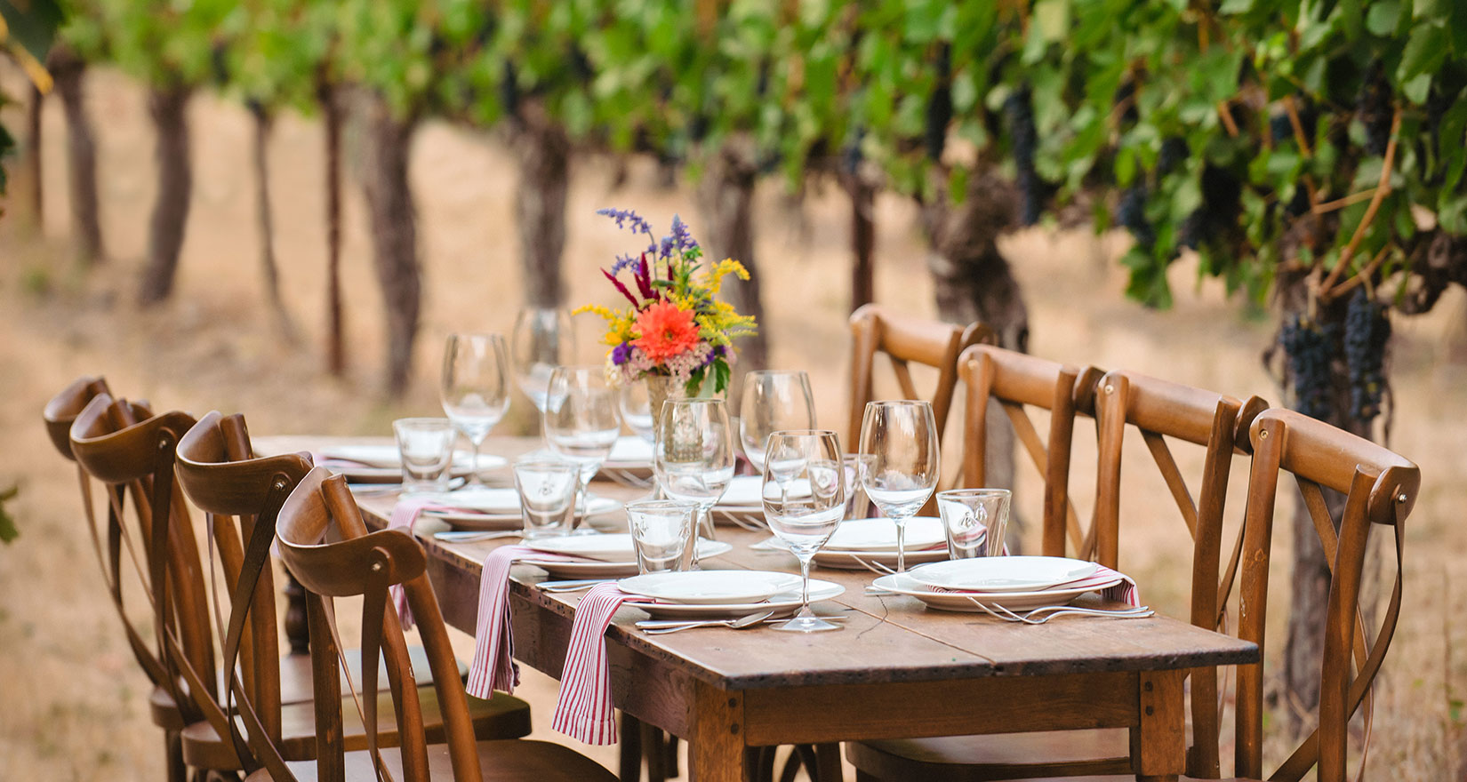 Outside table set for reception